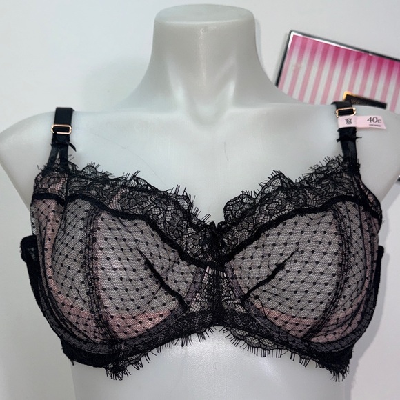 Victoria's Secret Black and Pink Lace Bra Set38G push up & L Brazilian NWT - Picture 2 of 13
